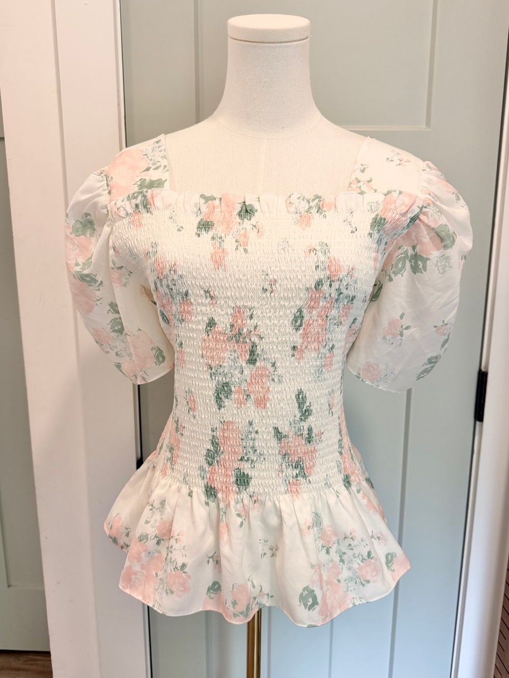 Rachel Parcell Smocked Floral Top Cottagecore Coquette Feminine Boutique XL